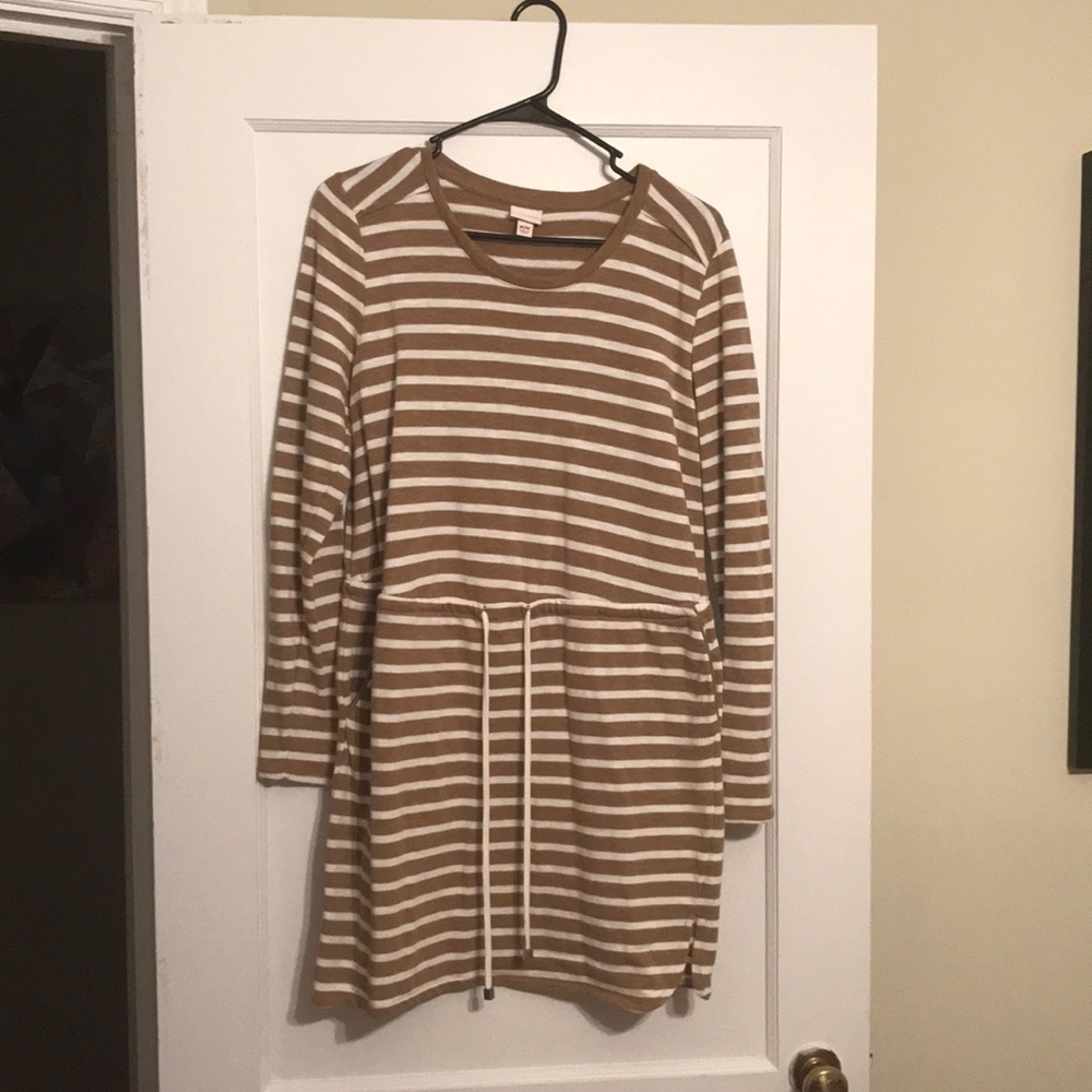 Heathered Brown & Cream Sweatshirt Dress